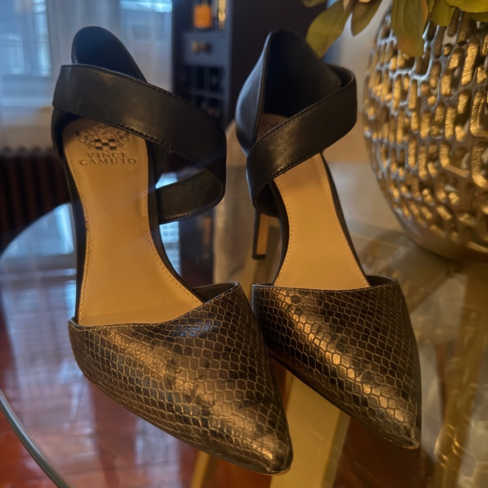 Vince Camuto Black Snakeskin Heels